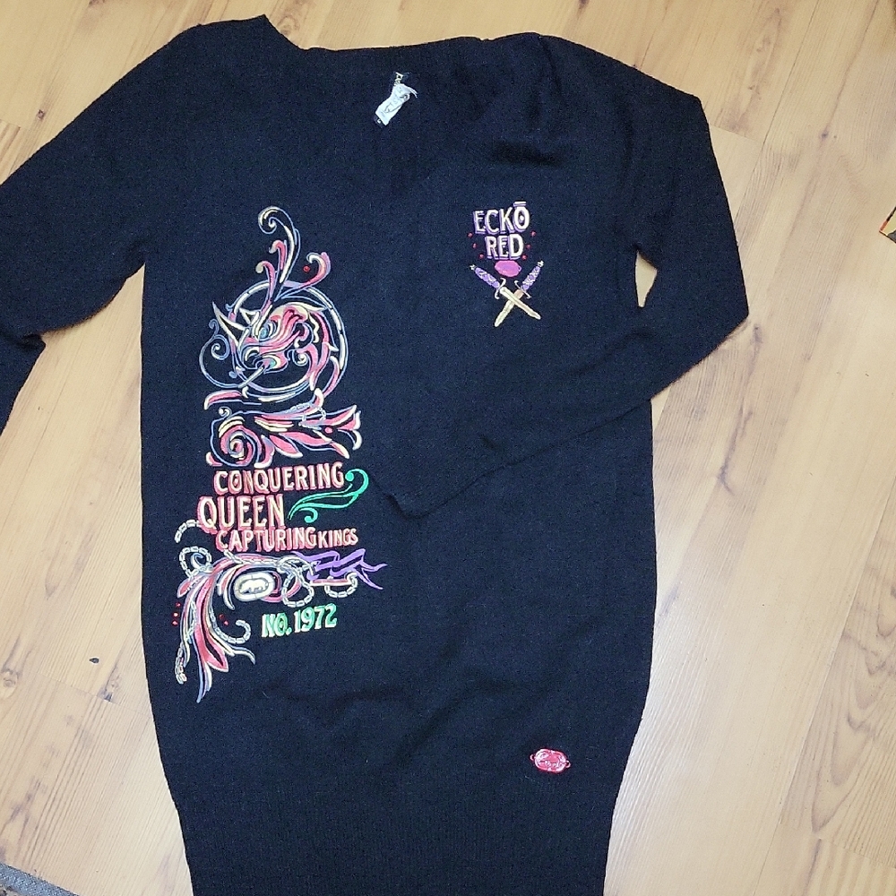 Ecko Unlimited Women's Black Sweater dress. Size M